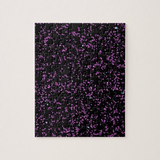 Fractal Art Purple Pink Glitter Patterns Black Jigsaw Puzzle (Vertical)