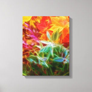 Fractal Autumn Leaves Rainbow Canvas Print