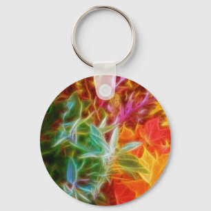 Fractal Autumn Leaves Rainbow Keychain