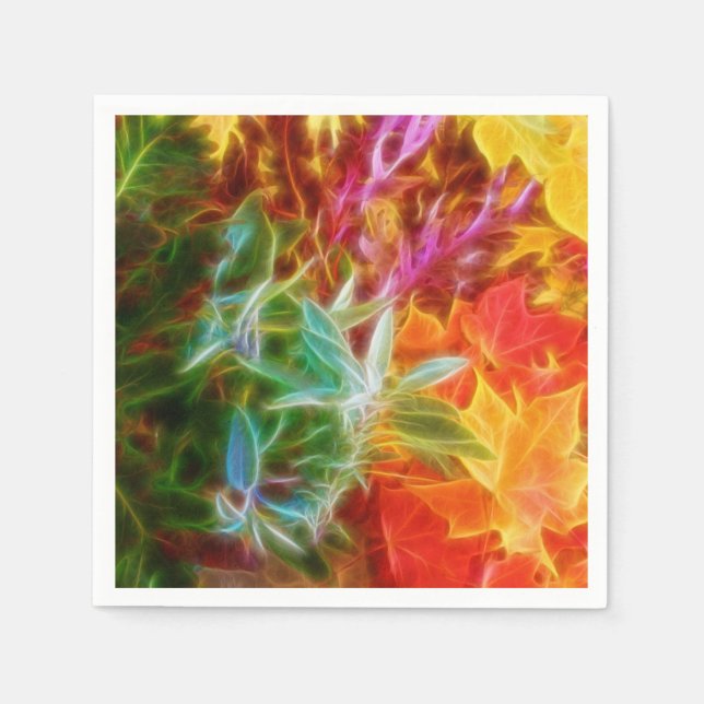 Fractal Autumn Leaves Rainbow Napkin (Front)