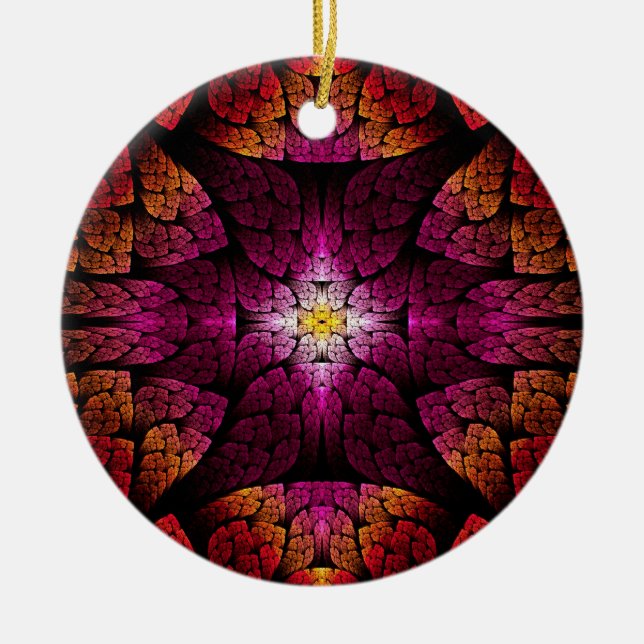 Fractal - Aztec - The all seeing eye Ceramic Ornament (Front)