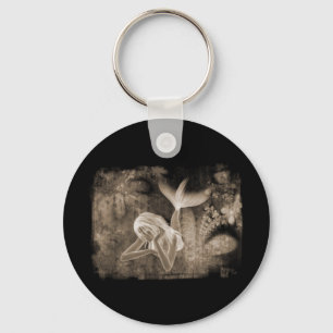 Fractal Background 3D Mermaid Brown Negative Keychain