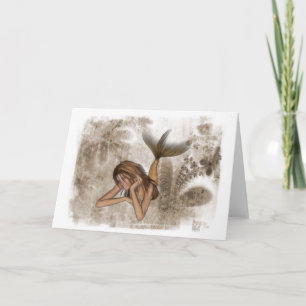 Fractal Background 3D Mermaid Card