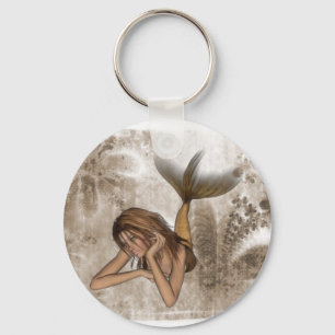 Fractal Background 3D Mermaid Keychain