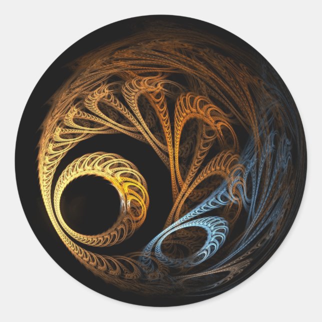 fractal ball classic round sticker (Front)