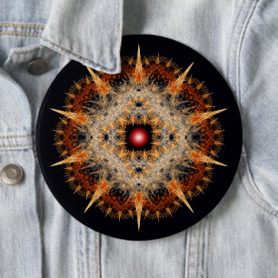 Fractal barbed star ornament 6 inch round button
