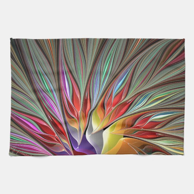 Fractal Bird of Paradise Kitchen Towel (Horizontal)