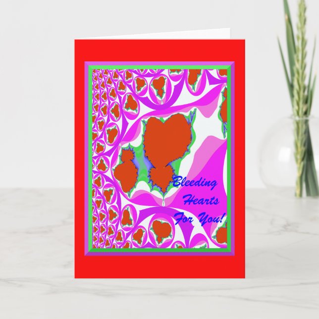 Fractal Bleeding Hearts Greeting Card (Front)