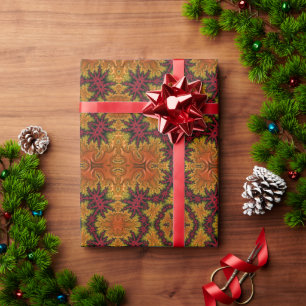 Fractal Bloom in Autumn Hues Wrapping Paper