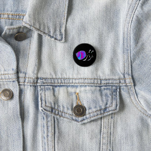 Fractal Blue and Purple Snail Shell 1 Inch Round Button