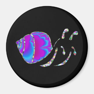 Fractal Blue and Purple Snail Shell Magnet