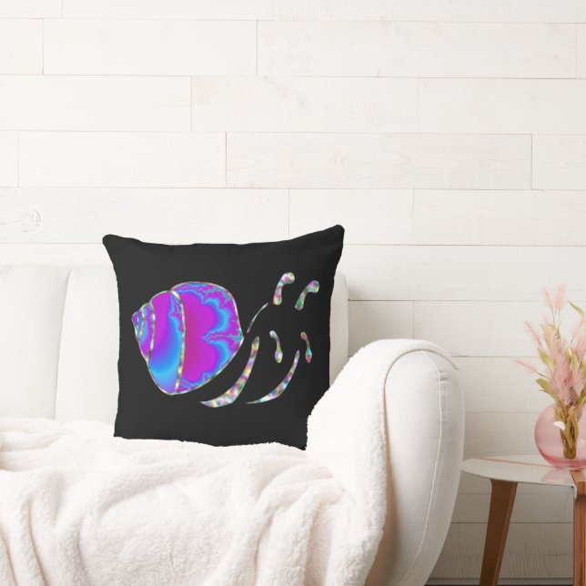 Fractal Blue and Purple Snail Shell Throw Pillow (Couch)