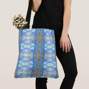 fractal blue ethnic pattern. tote bag
