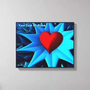 Fractal Blue Heart Flower Canvas Print