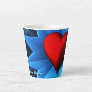 Fractal Blue Heart Flower Latte Mug