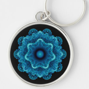 Fractal blue ornament keychain