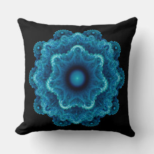 Fractal blue ornament throw pillow