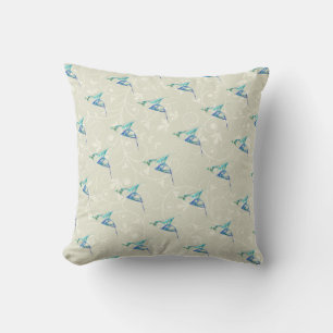 Fractal - Bluebird in Flight Throw Pillow