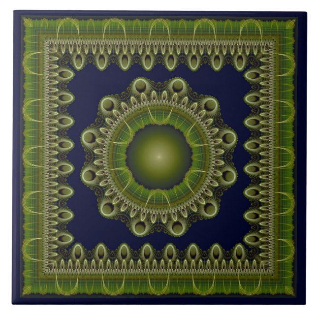 Fractal bright framed mandala tile (Front)