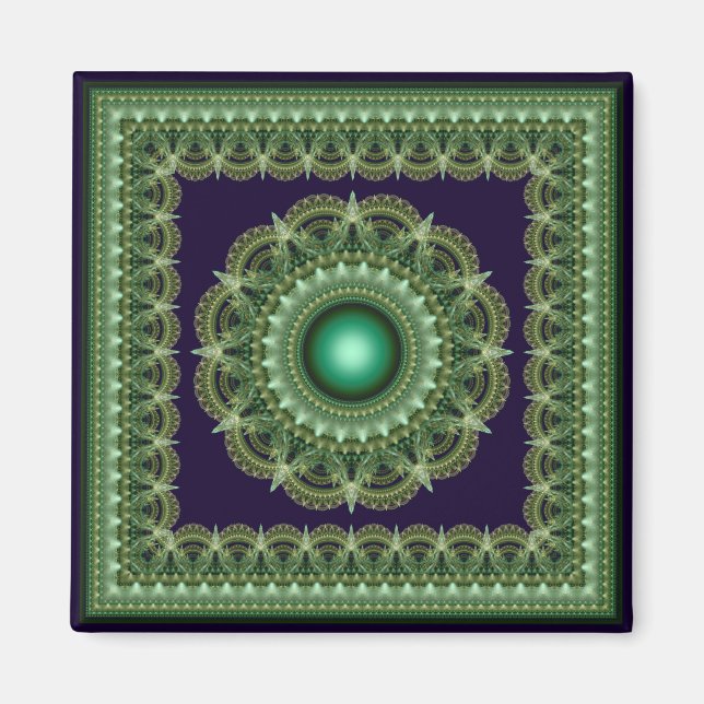 Fractal bright kaleidoscopic ornament magnet (Front)