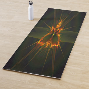 Fractal Butterfly on Black Background Yoga Mat