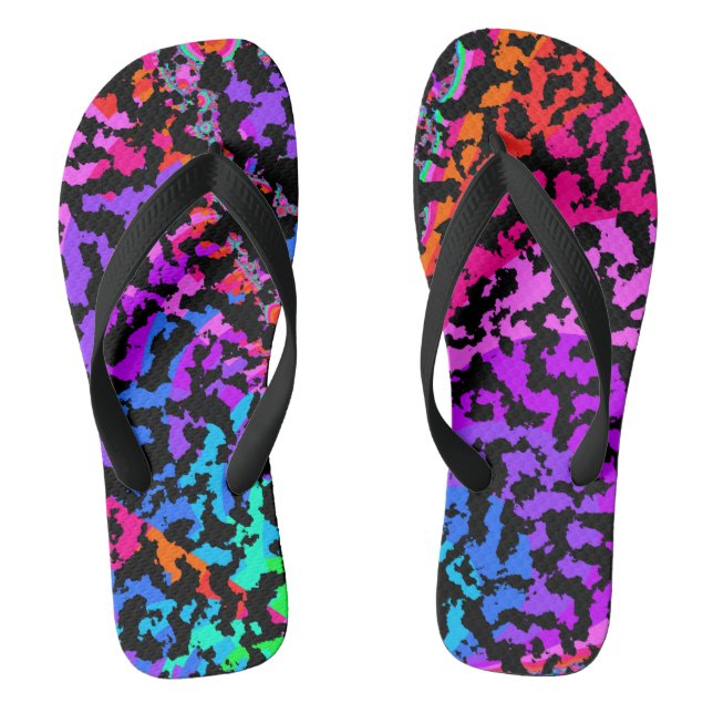 Fractal Camo Pattern Flip Flops (Footbed)
