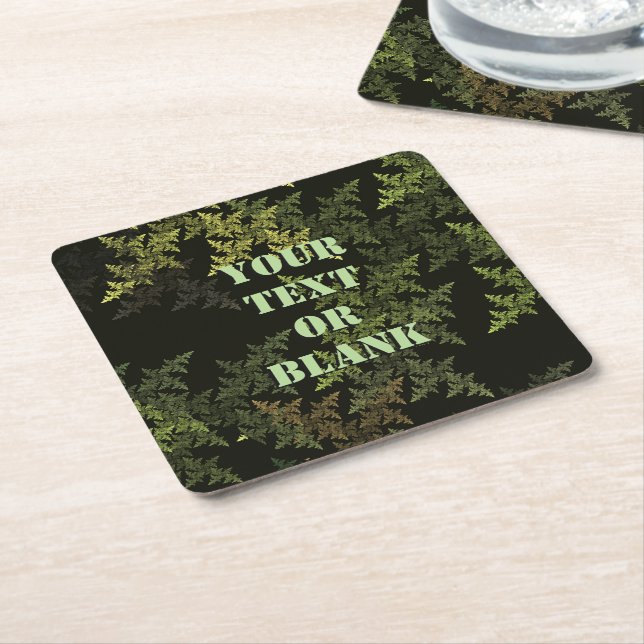 Fractal Camouflage Square Paper Coaster (Angled)