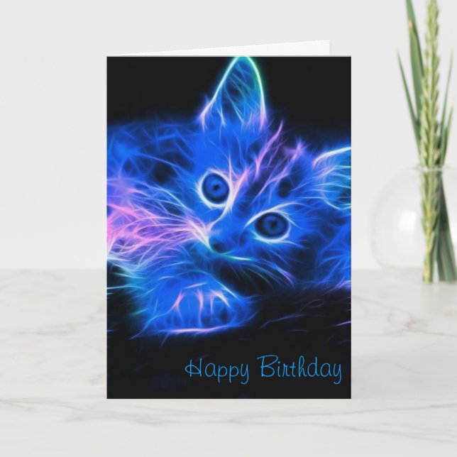 Fractal Cat Birthday Card (Front)