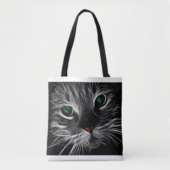 Fractal Cat Face Tote Bag (Front)