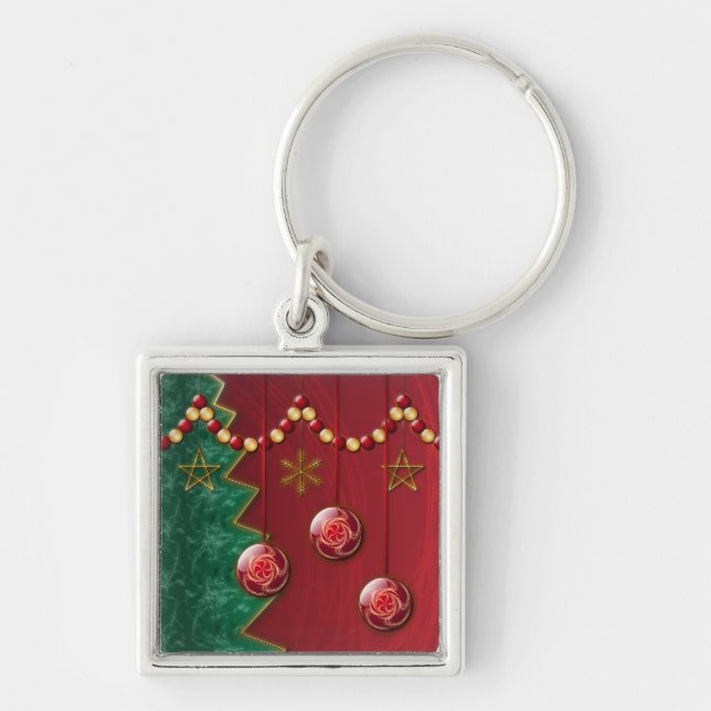 Fractal Celebration Christmas Keychain (Front)