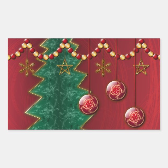 Fractal Celebration Christmas Stickers (Front)