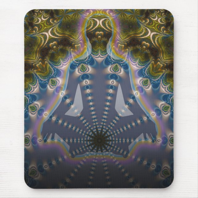 Fractal Chakra Yoga Meditation Mousepad (Front)