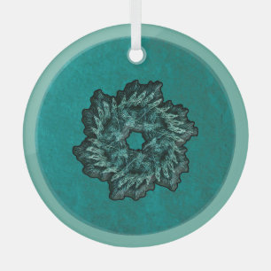 Fractal Christmas Wreath Glass Ornament