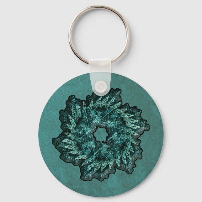 Fractal Christmas Wreath Keychain (Front)
