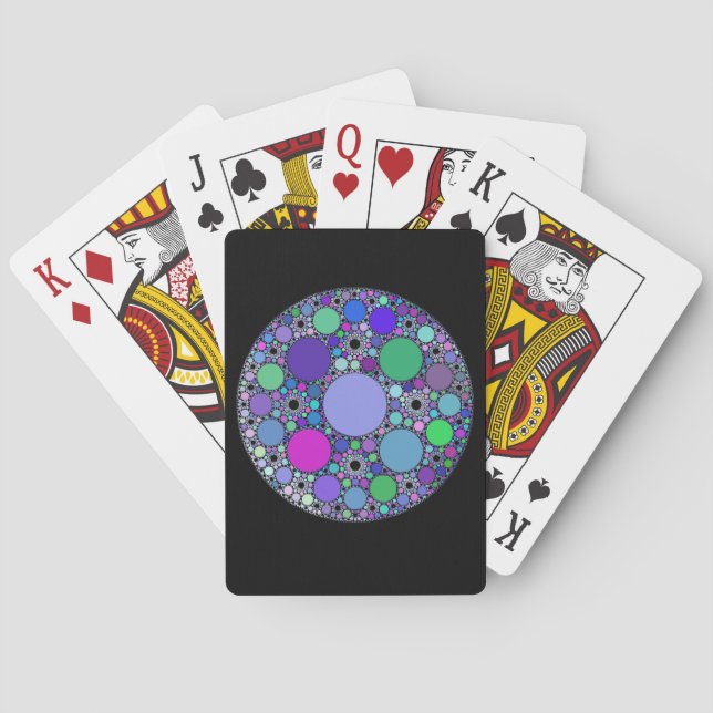 Fractal Circles in Purple Pink Blue Green Playing Cards (Back)
