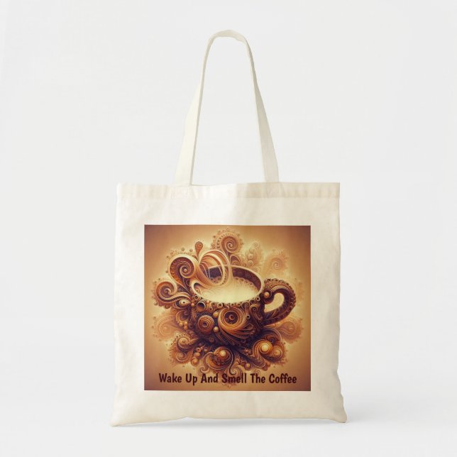 Fractal Coffee Reverie Tote Bag (Front)