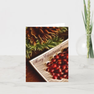 Fractal Cranberry Christmas with Customizable Text Holiday Card