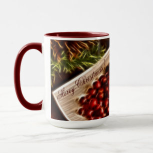 Fractal Cranberry Christmas with Customizable Text Mug