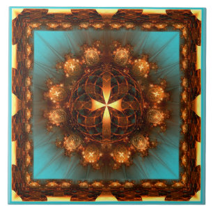 Fractal cross ornate pattern tile