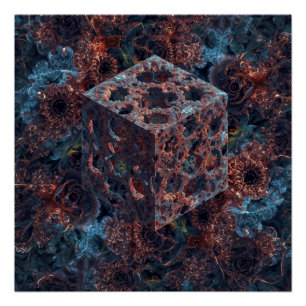 Fractal Cube With Mandelbrot Cutout Poster