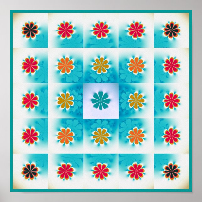 Fractal Daisies Pattern Poster (Front)