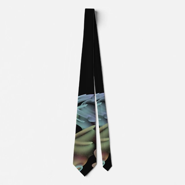 fractal design abstract 4 black, blue, green tie (Front)