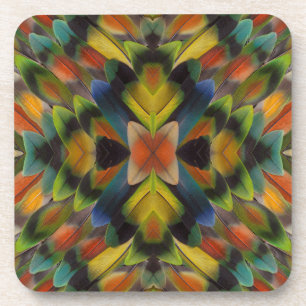 Fractal Design Of Lovebird Feathers Coaster