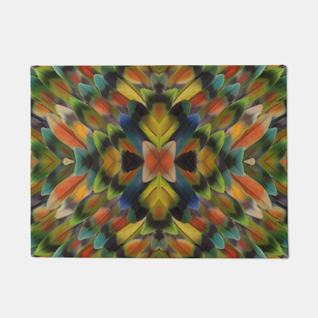 Fractal Design Of Lovebird Feathers Doormat (Front)