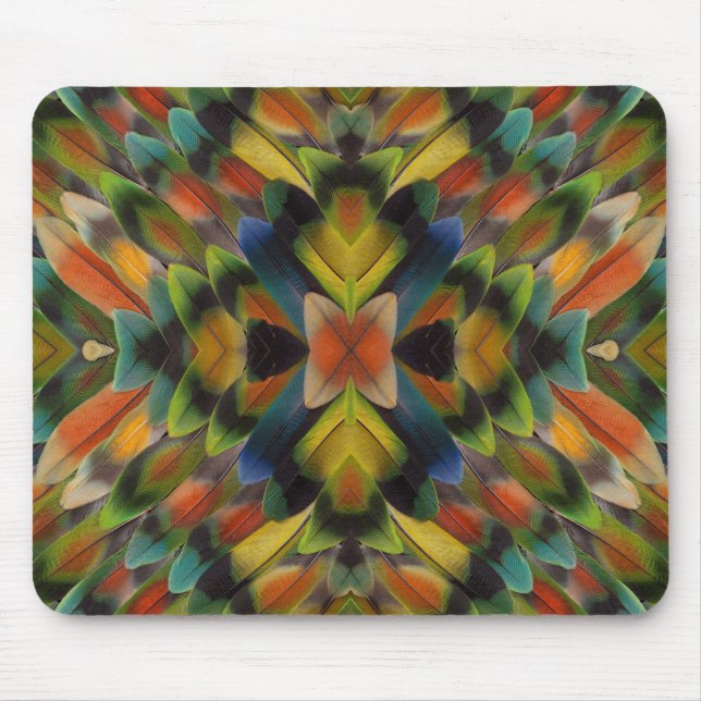 Fractal Design Of Lovebird Feathers Mouse Pad (Front)