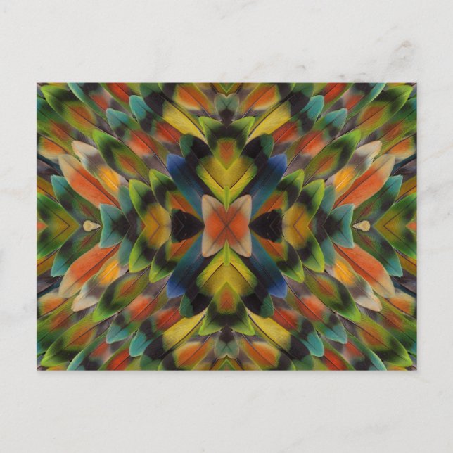 Fractal Design Of Lovebird Feathers Postcard (Front)