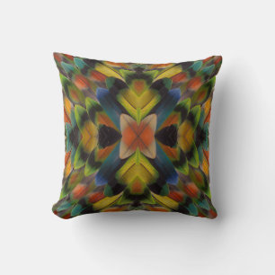 Fractal Design Of Lovebird Feathers Throw Pillow