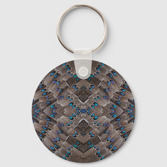 Fractal Design Pheasant Feather Keychain (Front)