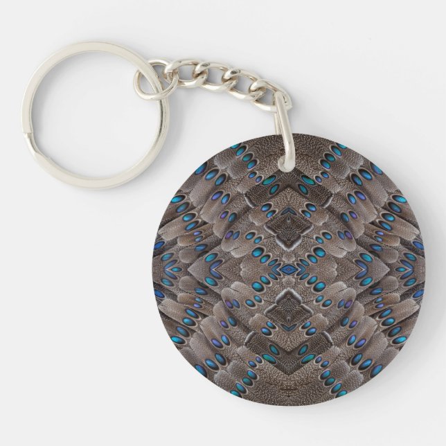 Fractal Design Pheasant Feather Keychain (Front)