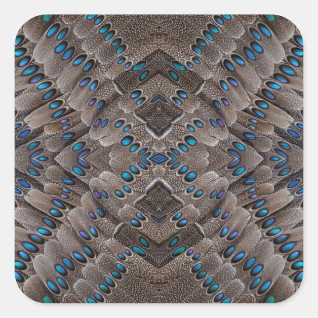 Fractal Design Pheasant Feather Square Sticker (Front)